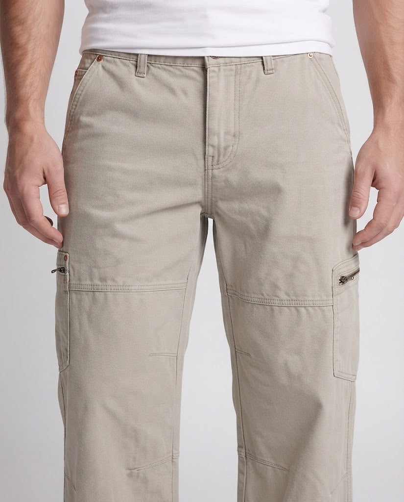 Herren Extraweite Canvas-Cargo-Hose im Baggy-Workwear-Stil Echo Archiv
