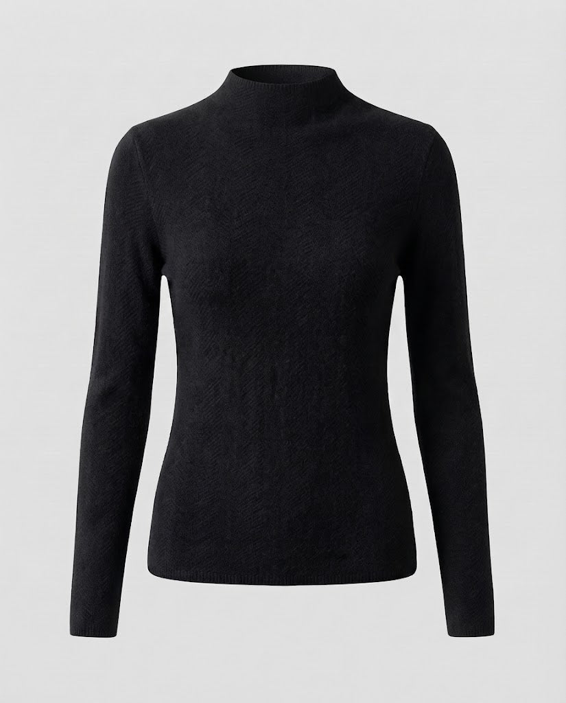Damen Feiner Minimalistischer Stehkragenpullover aus anschmiegsamem Feinstrick Echoarchiv