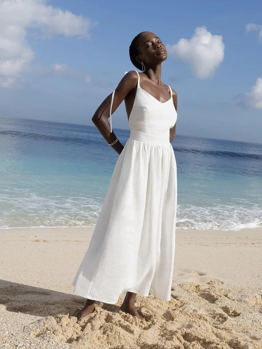 Langes Sommerkleid aus Baumwolle