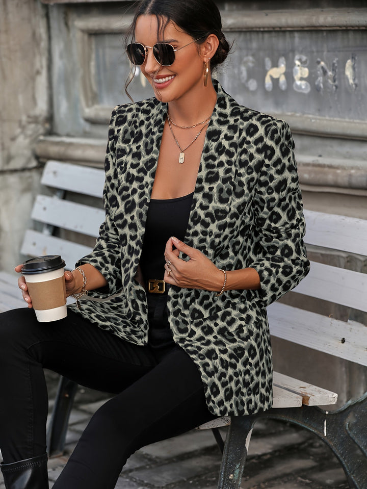 Echoarchiv | Eleganter Business Langblazer mit Leopardenmuster für alle Jahreszeiten