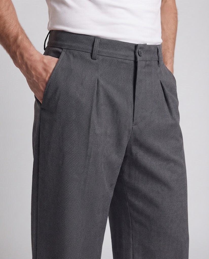 Herren weite Wollhose mit Bundfalten und extra weitem Bein Echo Archiv
