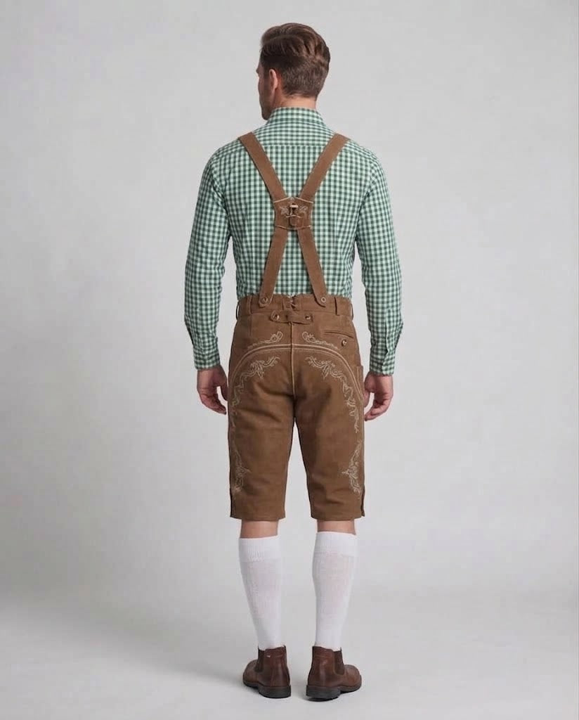 Herren traditionelle Lederhosen mit aufwendiger Stickerei Echo Archiv