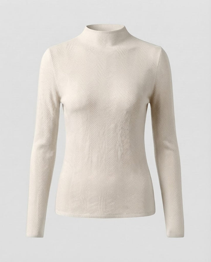 Damen Feiner Minimalistischer Stehkragenpullover aus anschmiegsamem Feinstrick Echoarchiv