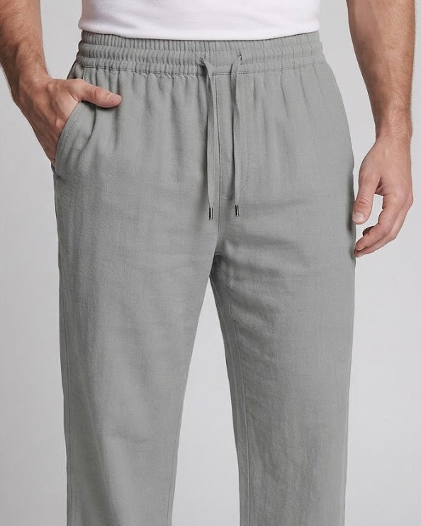 Herren Leinenmix-Loungehose mit weitem Bein, elastischem Bund und Seitentaschen Echo Archiv