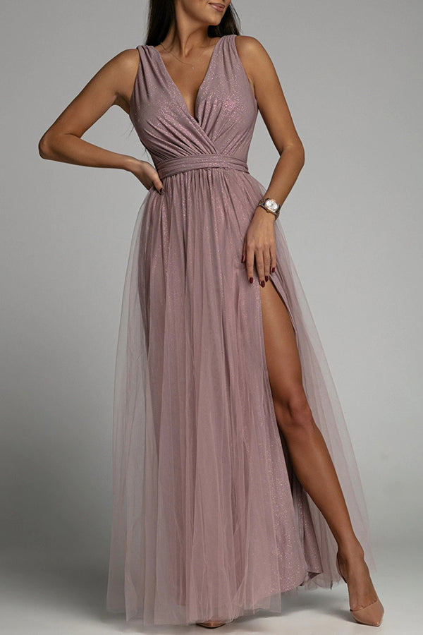 Echoarchiv | It'S My Day Light Tulle Schlitz Maxi Kleid