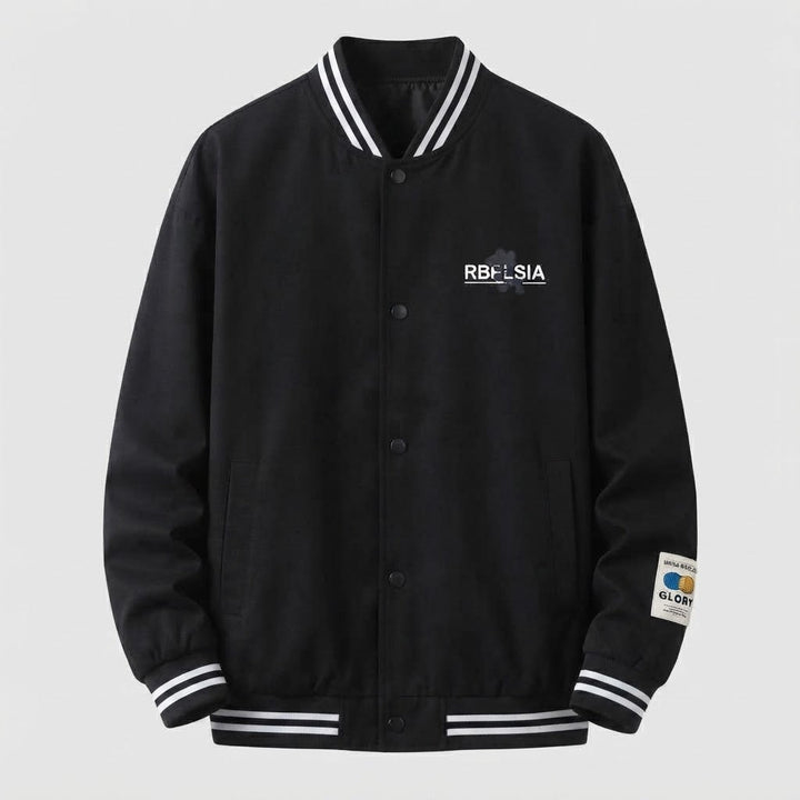 Herren Leichte College Bomberjacke mit Gestreiften Rippbündchen und Druckknopfblende Echoarchiv