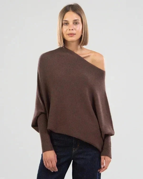 Asymmetrisch drapierter Pullover – Mavelle