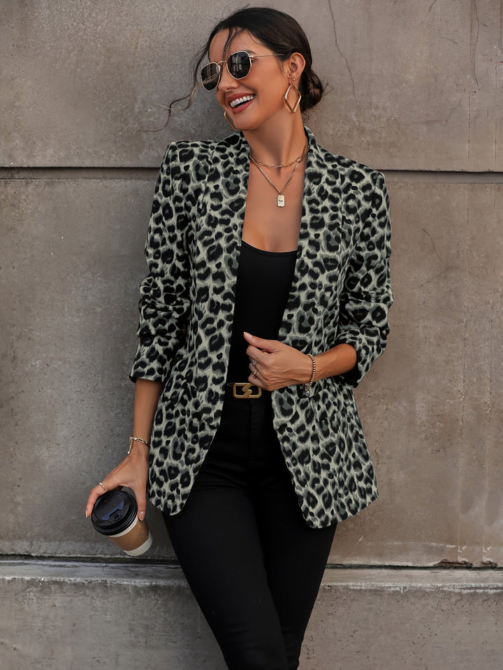 Echoarchiv | Eleganter Business Langblazer mit Leopardenmuster für alle Jahreszeiten