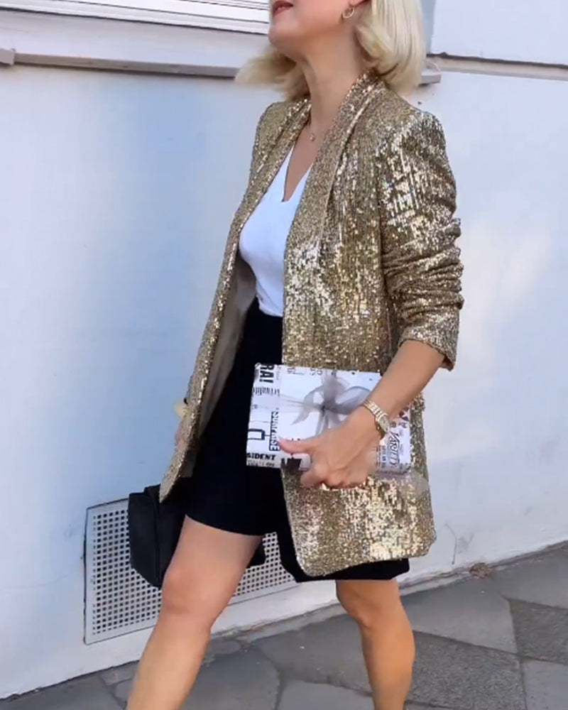 Goldene Glitzerjacke mit Glitzer