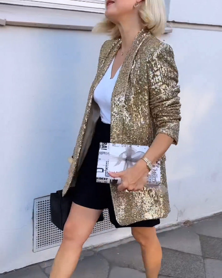 Goldene Glitzerjacke mit Glitzer
