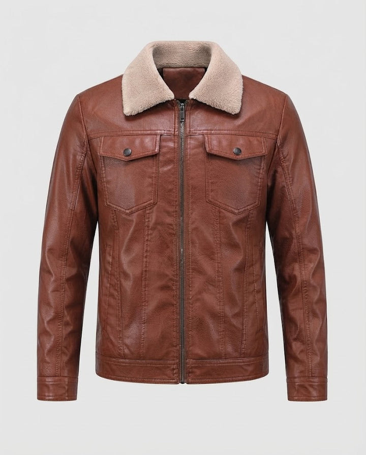 Herren Lederjacke im Pilotenstil mit Sherpa‑Kragen Echoarchiv