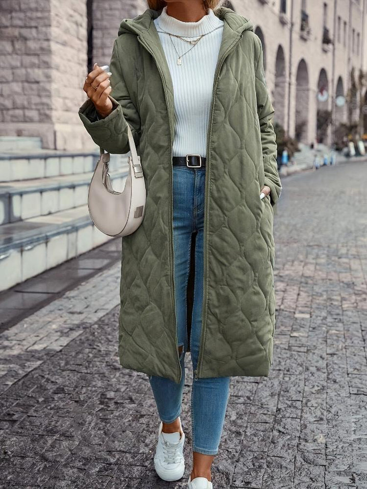 Echoarchiv | Kapuzen-Daunenjacke für Damen - lange gep quiltete Jacke