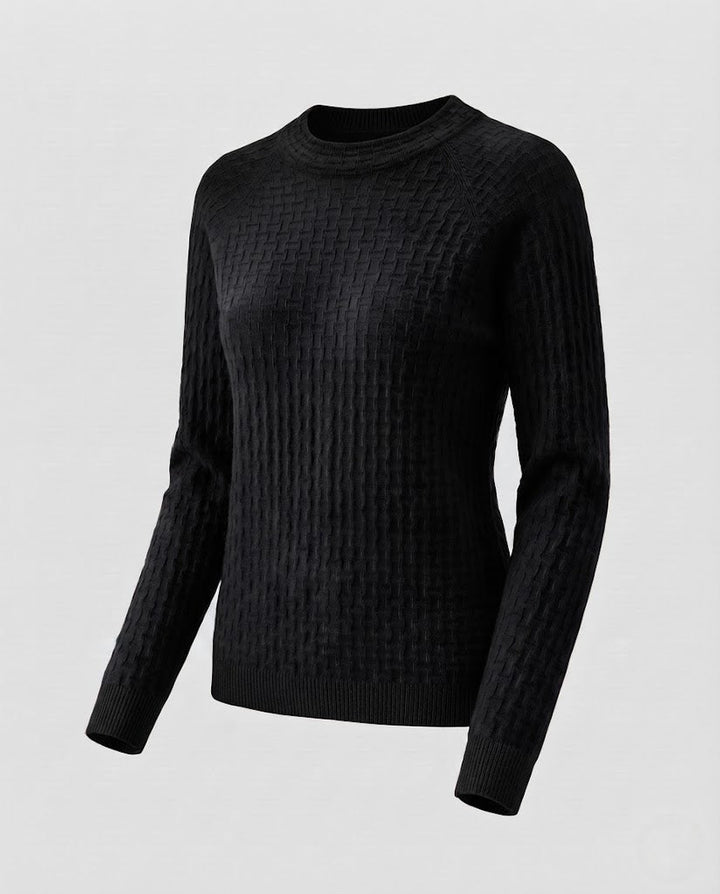 Damen Feinstrick-Pullover mit strukturierter WEchoarchivoptik, Rundhalsausschnitt und kaschmirähnlicher Haptik Echoarchiv