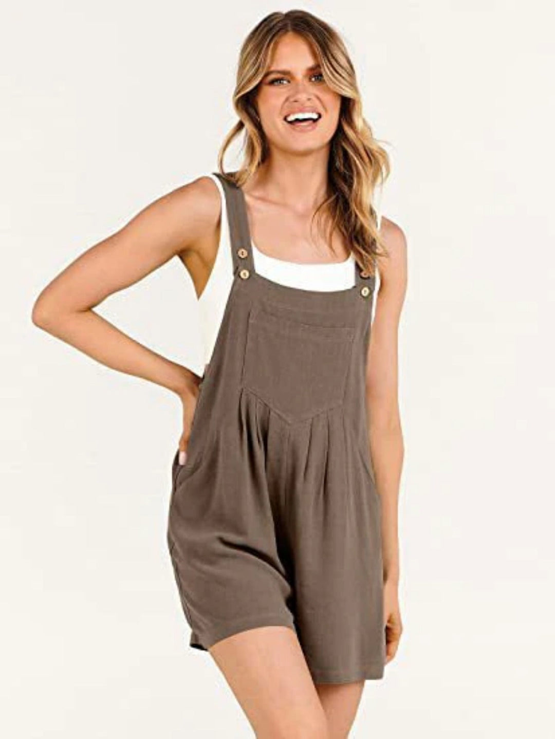 Echoarchiv | Jumpsuit-Shorts aus Baumwolle und Leinen mit weitem Bein