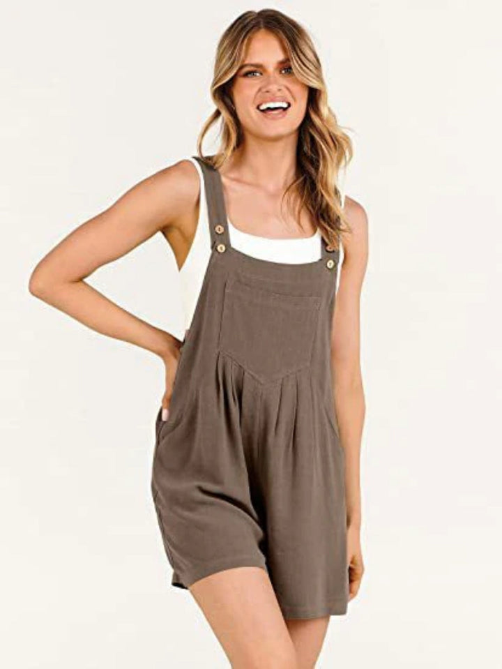 Echoarchiv | Jumpsuit-Shorts aus Baumwolle und Leinen mit weitem Bein