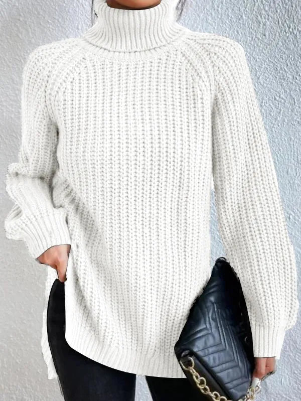 Echoarchiv-rollkragenpullover Mit Raglanärmel Und Geteiltem Saum
