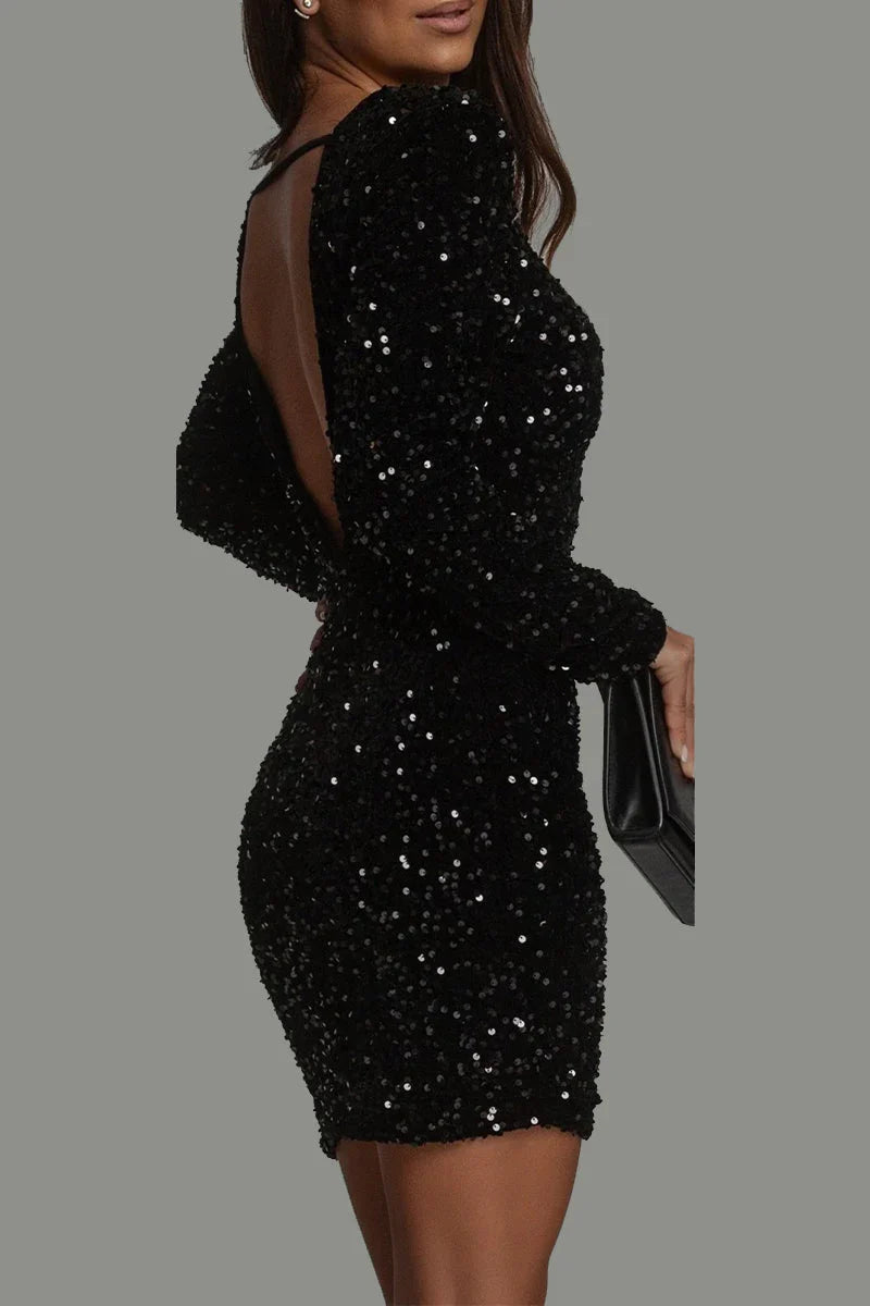 Schickes Winter Party Kleid mit Rückenfreiem Schnitt für Frauen – Élara