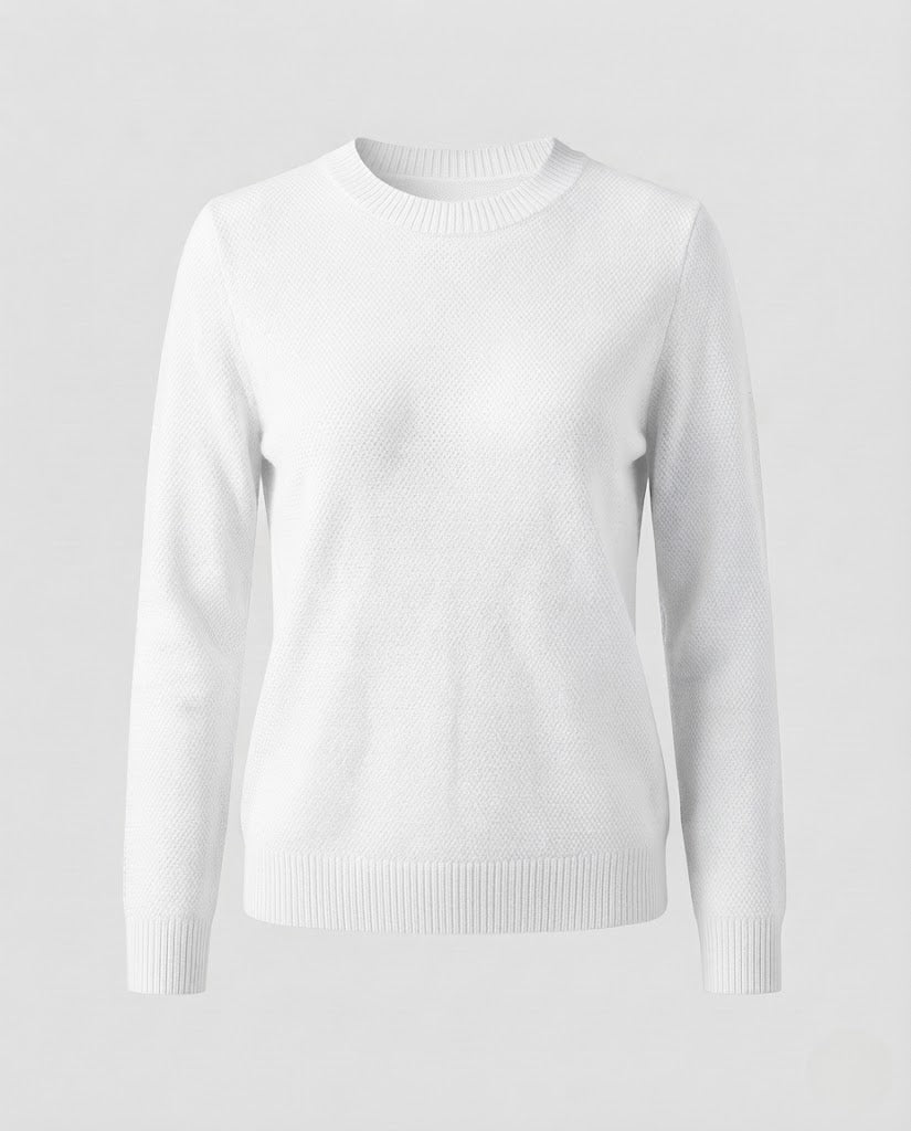 Damen Feiner Strukturstrick-Pullover mit Rundhalsausschnitt und extraweichem Merino-Mix Echoarchiv