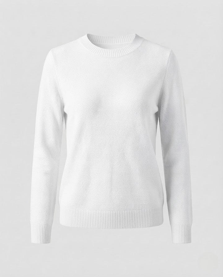 Damen Feiner Strukturstrick-Pullover mit Rundhalsausschnitt und extraweichem Merino-Mix Echoarchiv