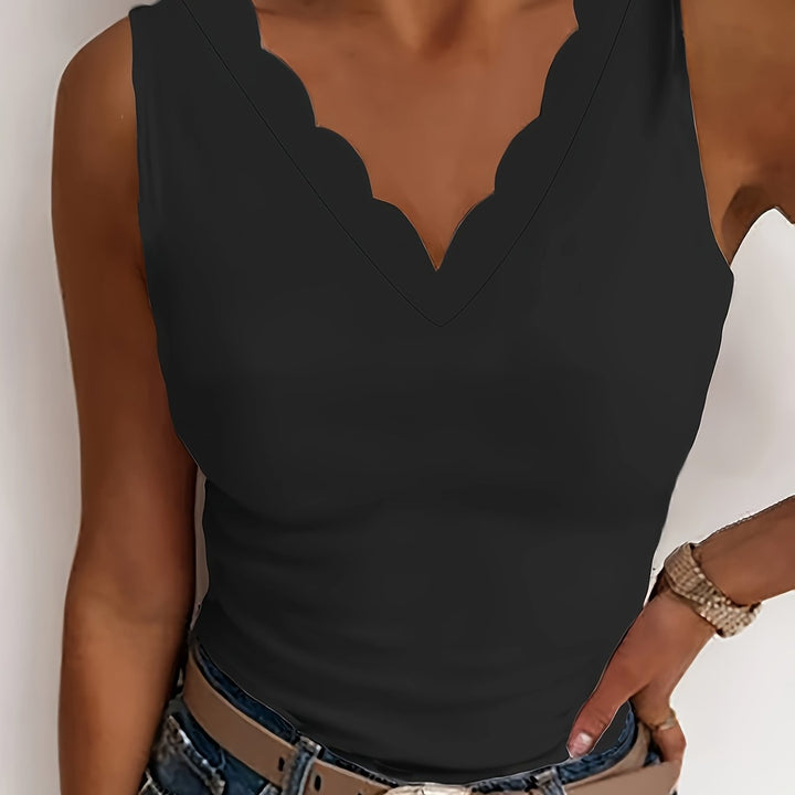 Echoarchiv | Tank Top mit V-Ausschnitt und Wellenschliff Stilvoll und Bequem für Den Sommer