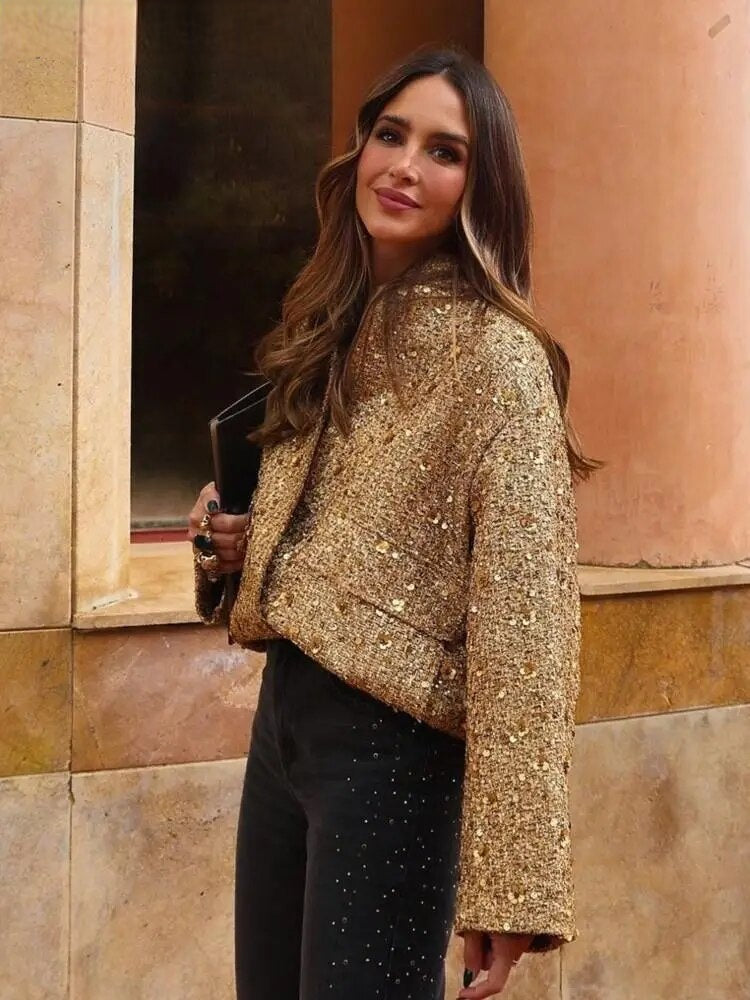 Echoarchiv | Damen Bomberjacke Gold für Den Herbst