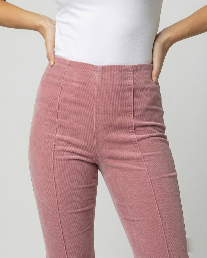 Damen Flared Cord-Hose mit hohem Bund und weichem Material Echoarchiv