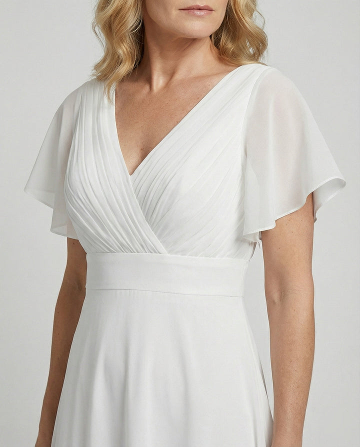 Damen Maxikleid Chiffon elegant plissiert