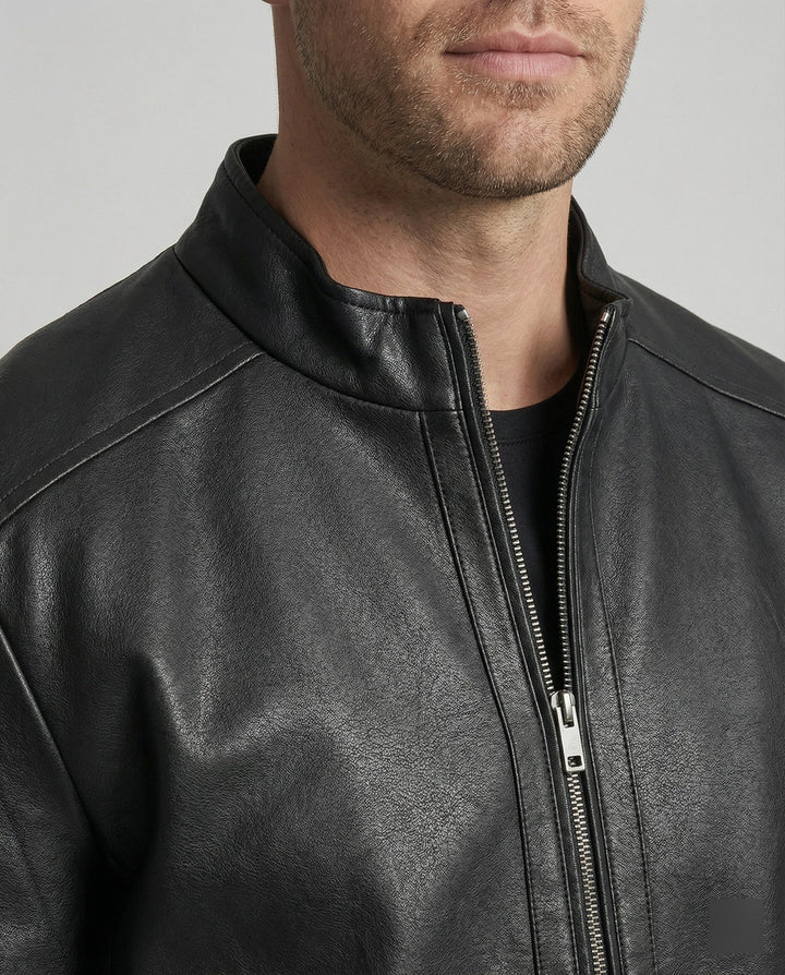 Herren Elegante Kunstlederjacke modern geschnitten