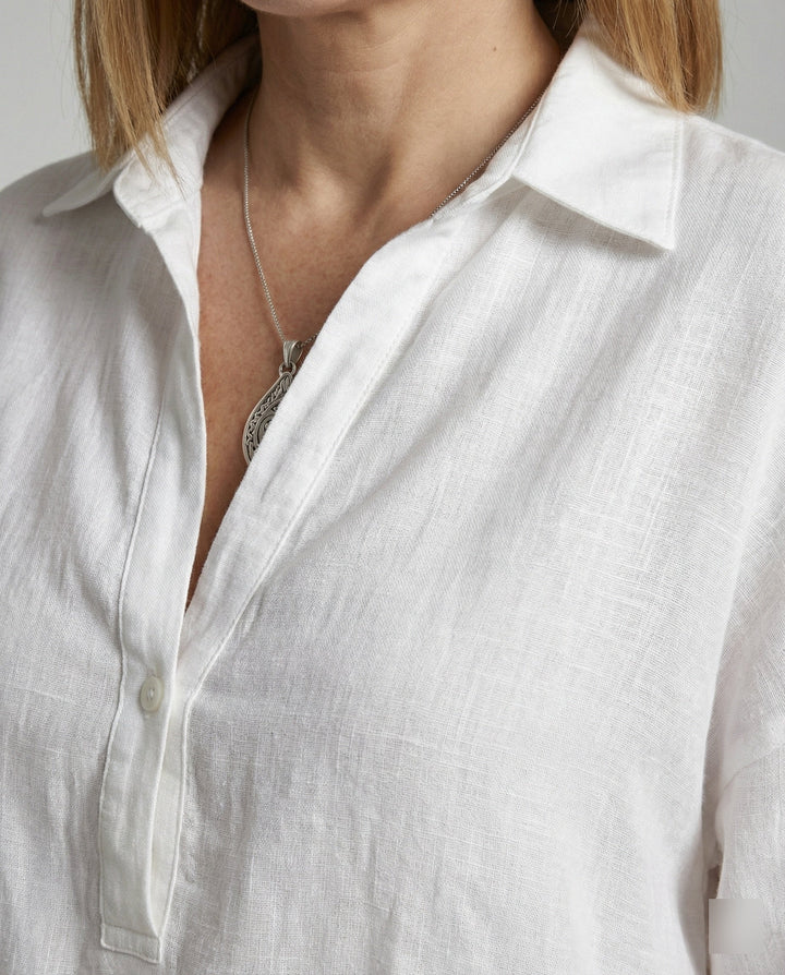 Leinenbluse Damen mit Knopfleiste – Élovi