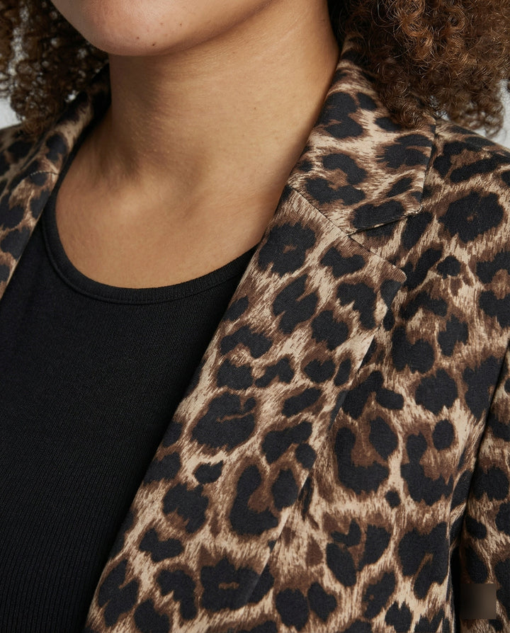 Damen Modischer Blazer im Leo-Design mit schlankem Schnitt Echoarchiv