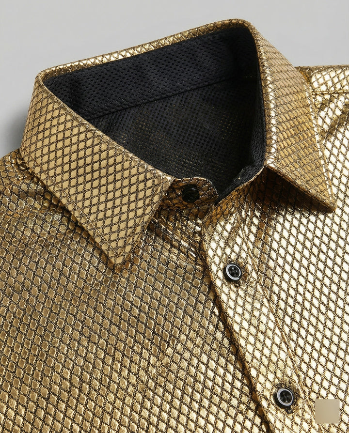 Herren Hemd mit glanzvollem Wabenmuster – Arvello