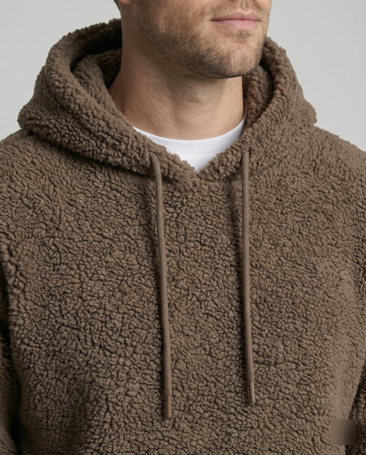 Herren Kuscheliger Teddy-Pullover mit Kapuze und elastischem Bund Echoarchiv