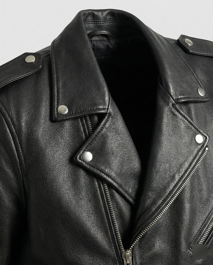 Herren Biker-Lederjacke mit Taschen