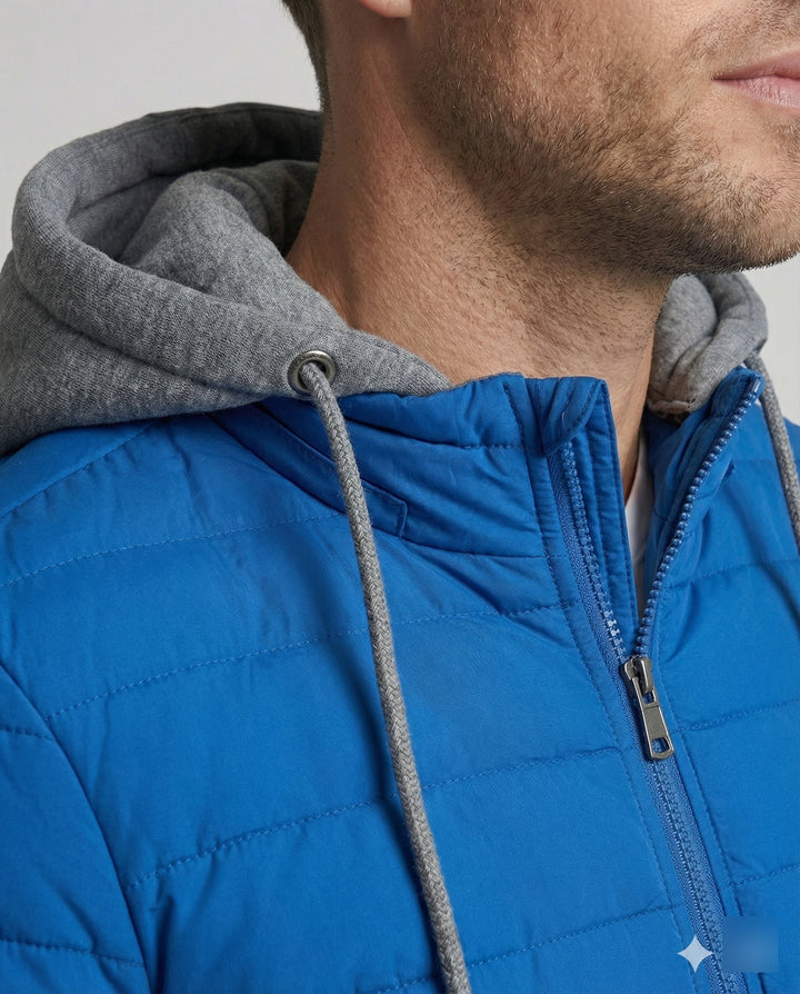 Herren gesteppte Kapuzenjacke mit isolierendem Futter und seitlichen Reißverschlusstaschen Echoarchiv