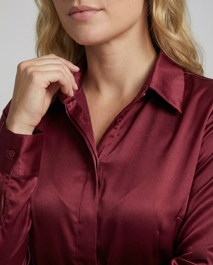 Damen Satin-Bluse mit klassischem Kragen Echoarchiv