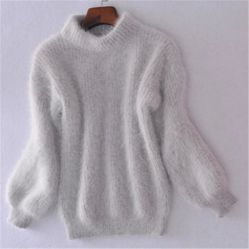 Echoarchiv - Lockere gestrickte einfarbige Pullover - Vintage Angora Pullover