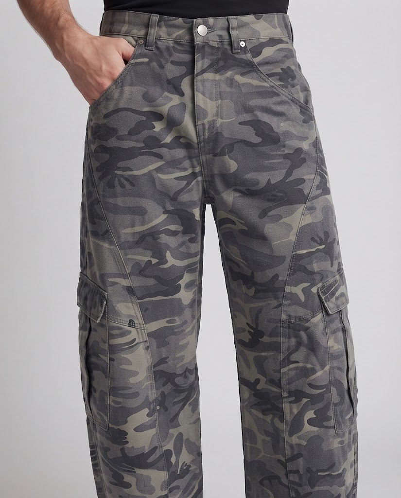 Herren extremweite Camo-Cargo-Hose im Workwear-Baggy-Schnitt Echo Archiv
