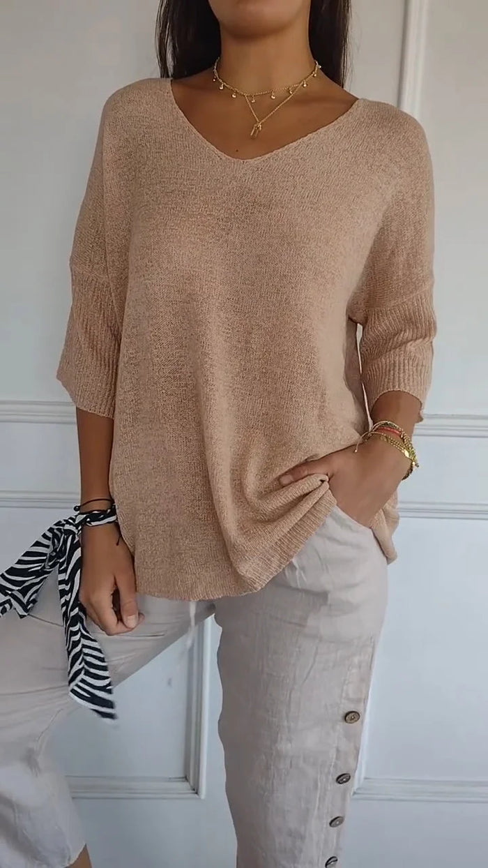 Echoarchiv | Bequemes Damen Stricktop mit V-Ausschnitt