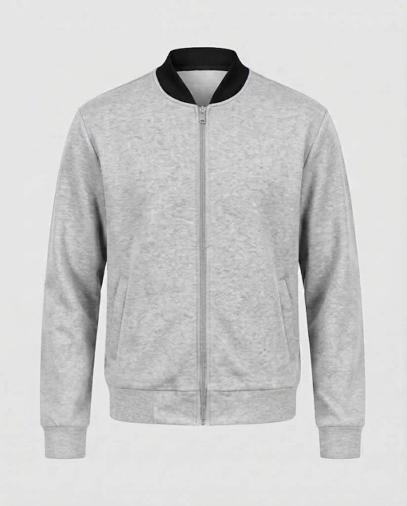 Herren Baumwollmischung Bomber Sweatjacke mit durchgehendem Reißverschluss und Seitentaschen Echoarchiv