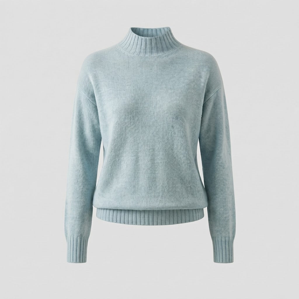 Damen Feiner Kaschmir‑Look Stehkragenpullover mit überschnittener Schulter Echoarchiv