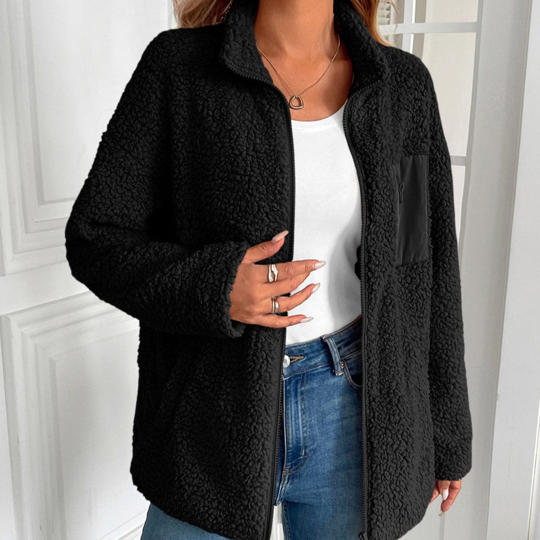 Echoarchiv | Lässige Winter Zip-Up Fuzzy Jacke für Damen