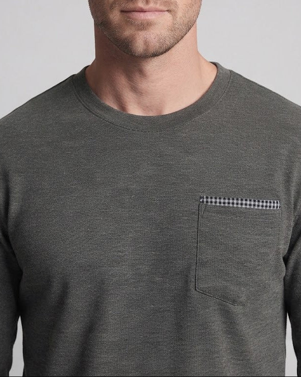 Herren Langarmshirt aus meliertem Jersey mit Brusttasche Echo Archiv