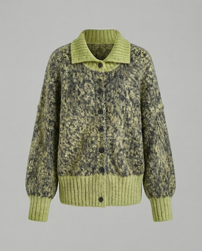 Damen Grobgestrickte Oversize-Knopfjacke aus Mohair-Optik Echo Archiv