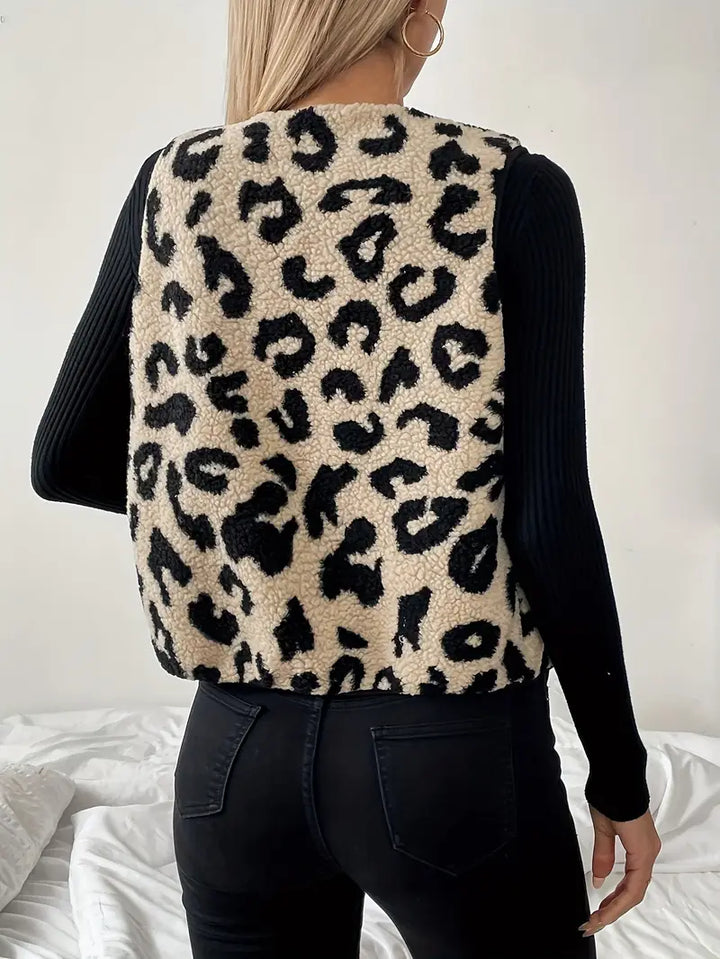 Echoarchiv | Ärmellose Weste aus Kunstpelz mit Leopardenmuster für Damen