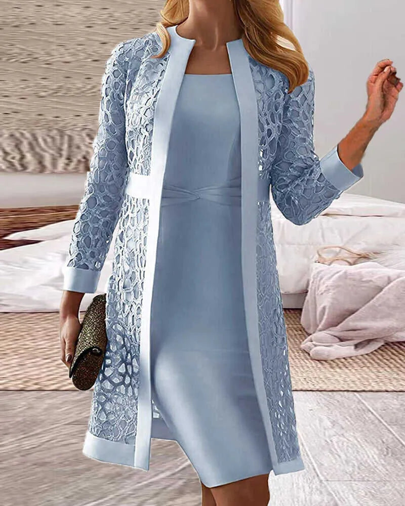 Echoarchiv Damen 2-teiliges Kleid-Set mit Spitzen-Cardigan