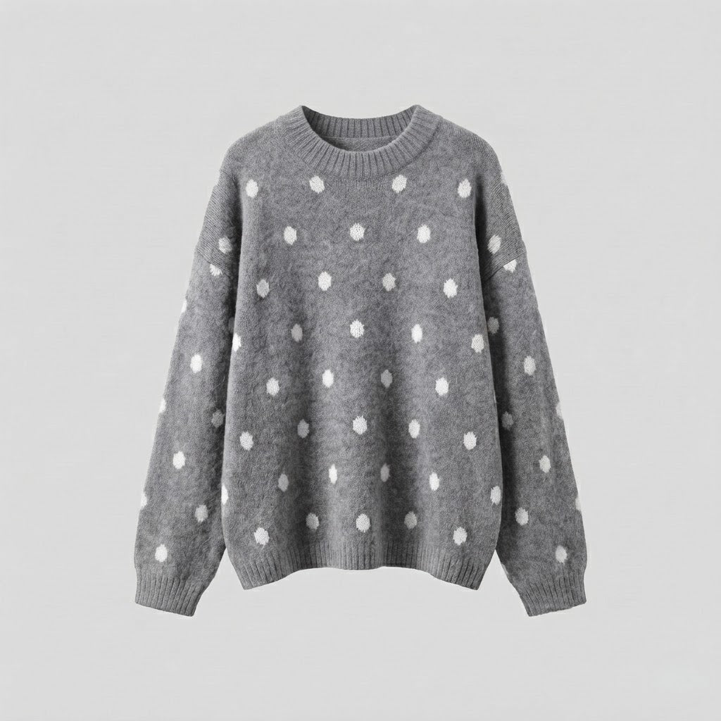 Damen Oversize Flauschpullover mit Tupfen, Rundhals und Raglanärmeln Echo Archiv