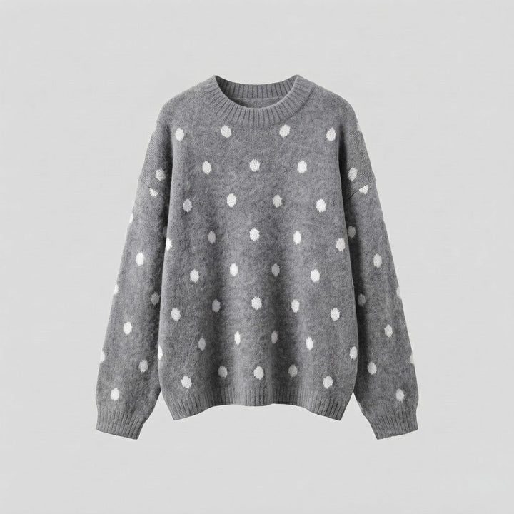 Damen Oversize Flauschpullover mit Tupfen, Rundhals und Raglanärmeln Echo Archiv