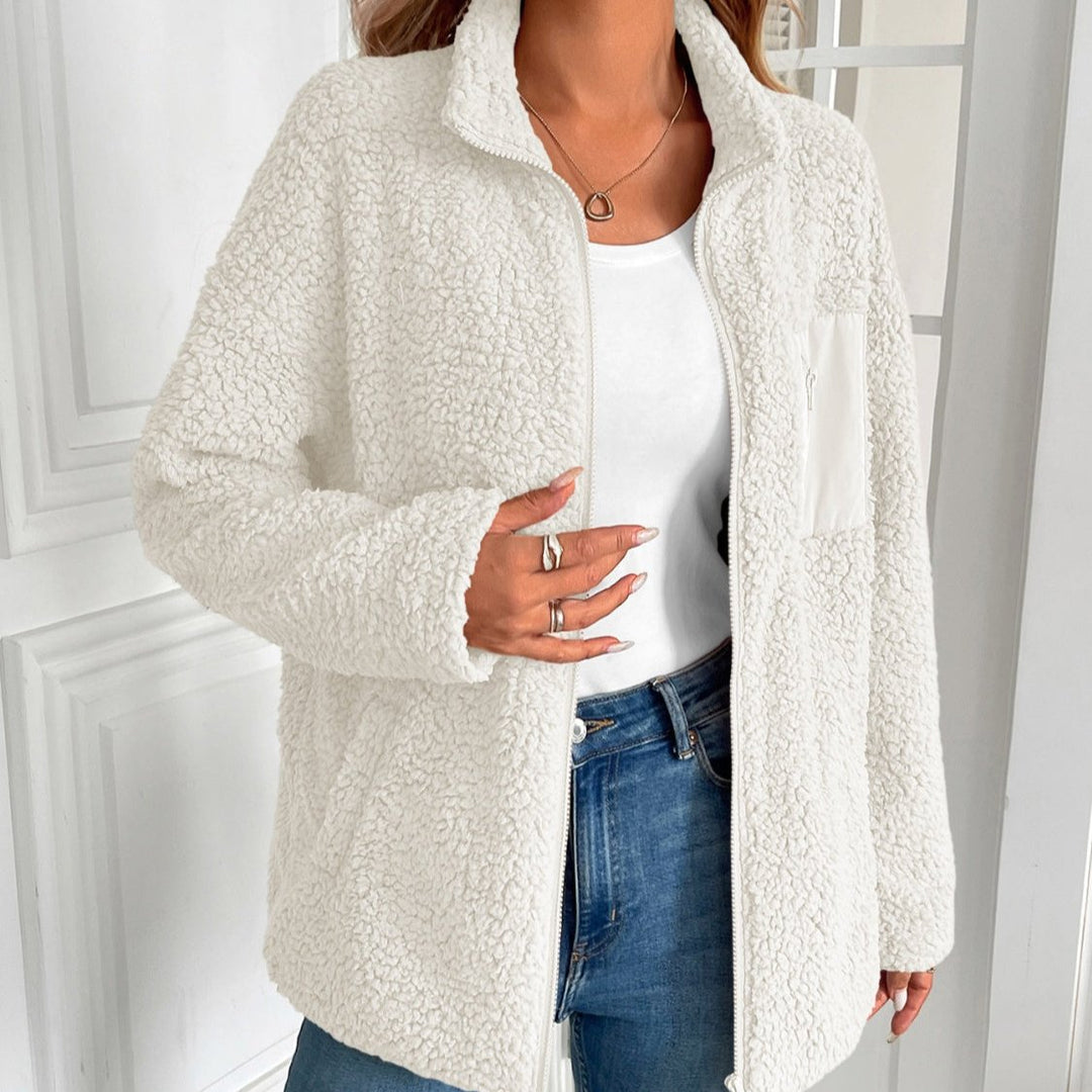 Echoarchiv | Lässige Winter Zip-Up Fuzzy Jacke für Damen