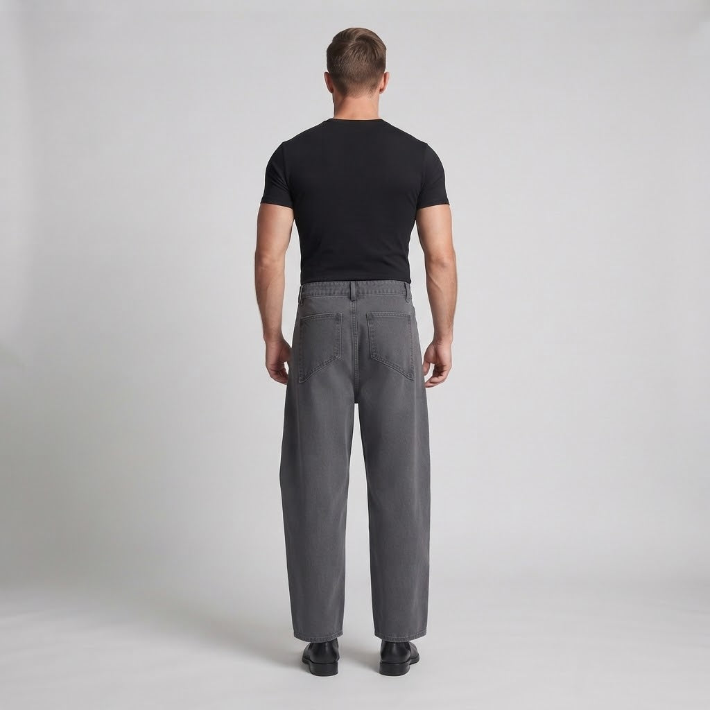 Herren Extraweite Utility-Palazzo-Hose mit markanten Diagonalnähten und tiefem Schritt Echo Archiv