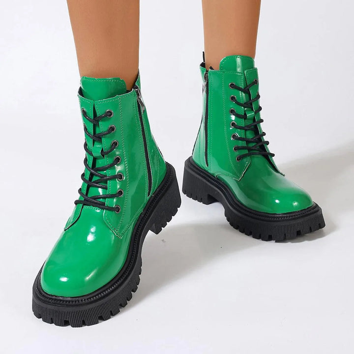 Echoarchiv | Damenstiefel Aus Glänzendem Leder mit Reißverschluss